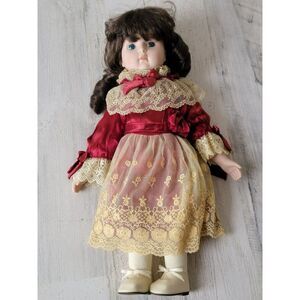 Marian Yu red dress flower lace porcelain‎ doll girl